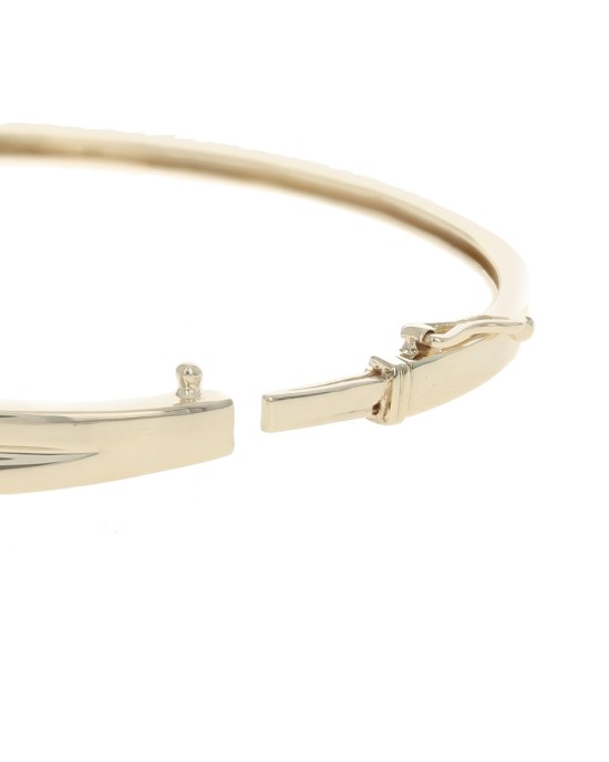 Diamond Open Cut Crossover Hinged Bangle Bracelet in Yellow Gold
